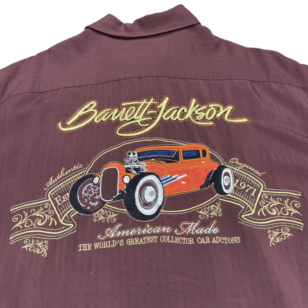 RARE Barrett Jackson Mens Button Down Shirt Embroidered Hot Rod Graphic, Size XL - Picture 3 of 8